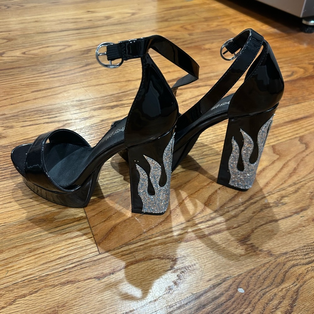 Nasty Gal Black and Silver Heels